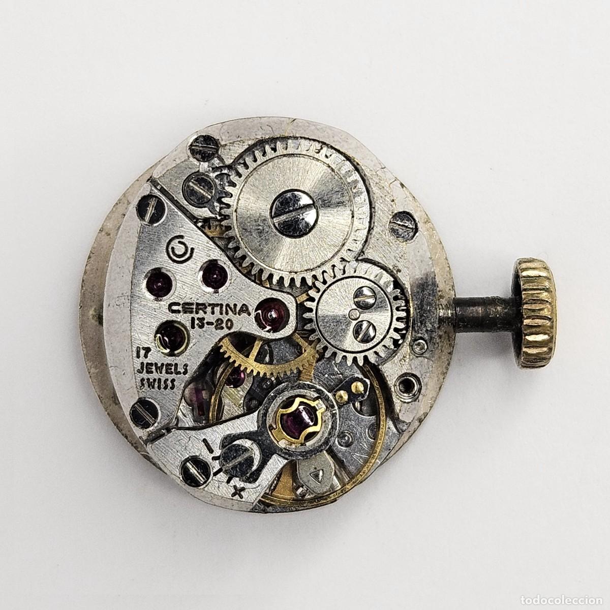 Recambios de relojes: MAQUINARIA RELOJ CERTINA 13-20-CALIBRE-SWISS-17 JEWELS-ESFERA-AGUJAS-TIJA-CORONA-APROX A&Ntilde;OS 70