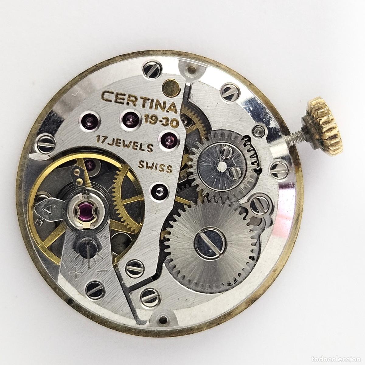 Recambios de relojes: MAQUINARIA RELOJ CERTINA KURTH FR&Egrave;RES 19-30-CALIBRE-ESFERA-AGUJAS-TIJA-CORONA-17 JEWELS-A&Ntilde;OS 60