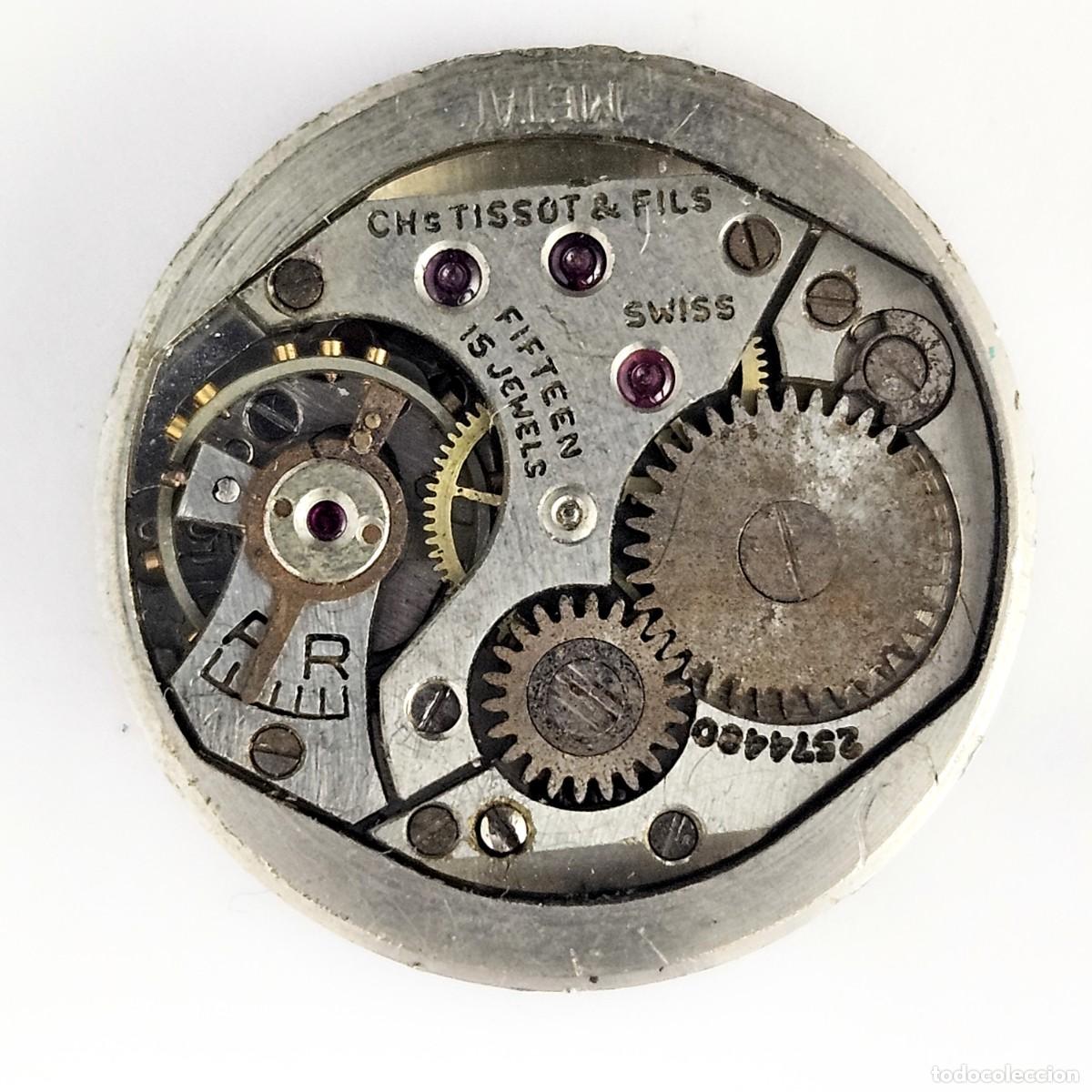 Recambios de relojes: MAQUINARIA RELOJ DE PULSERA TISSOT-CALIBRE 153-SWISS-CHS TISSOT & FILS-ESFERA-BATA-15 JEW-A&Ntilde;OS 40-50
