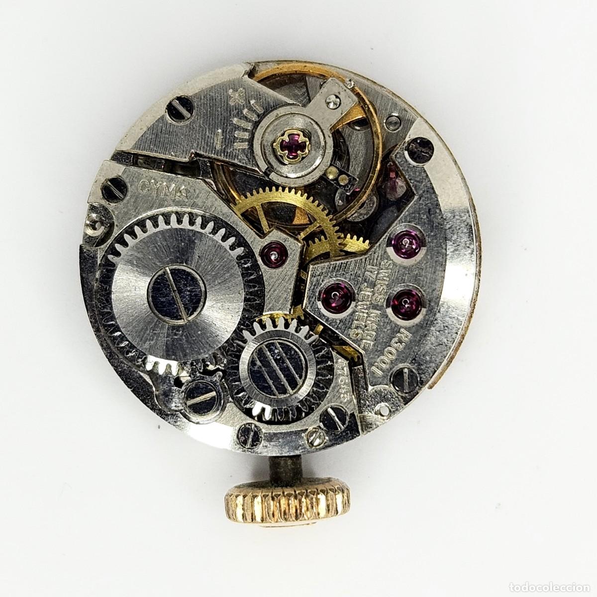 Recambios de relojes: MAQUINARIA RELOJ CYMA-MOVIMIENTO R300.1-SWISS-17 JEWELS-ESFERA-AGUJAS-TIJA-CORONA-APROX A&Ntilde;OS 60