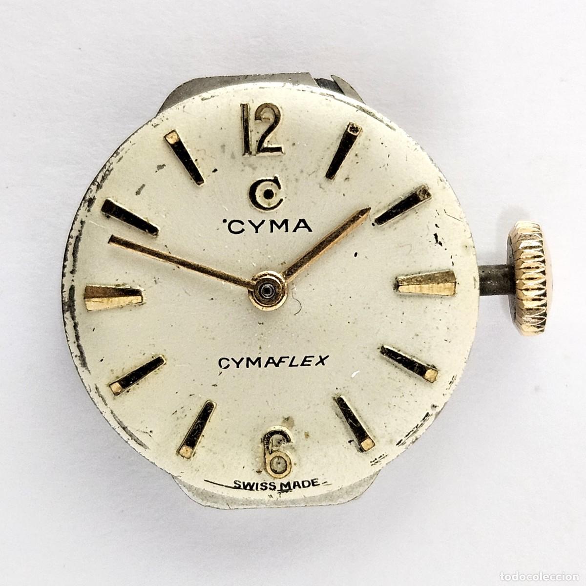 Pi&egrave;ces de rechange de montres et horloges: MAQUINARIA RELOJ CYMA CYMAFLEX-TAVANNES R. 384K-CALIBRE-17 J-ESFERA-AGUJAS-TIJA-CORONA-APROX A&Ntilde;OS 60