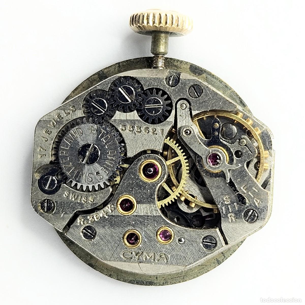 Recambios de relojes: MAQUINARIA RELOJ CYMA CYMAFLEX R. 384 K TAVANNES-CALIBRE-ESFERA-AGUJAS-TIJA-CORONA C-APROX. A&Ntilde;OS 60