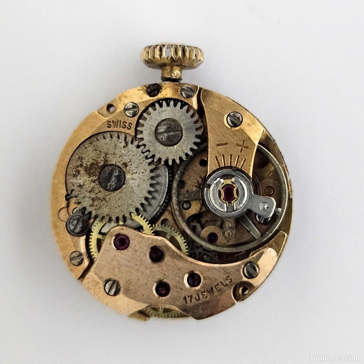 Recambios de relojes: MAQUINARIA RELOJ-RADIANT-SWISS-INCABLOC-17 RUBIS-ESFERA-AGUJAS-TIJA-CORONA