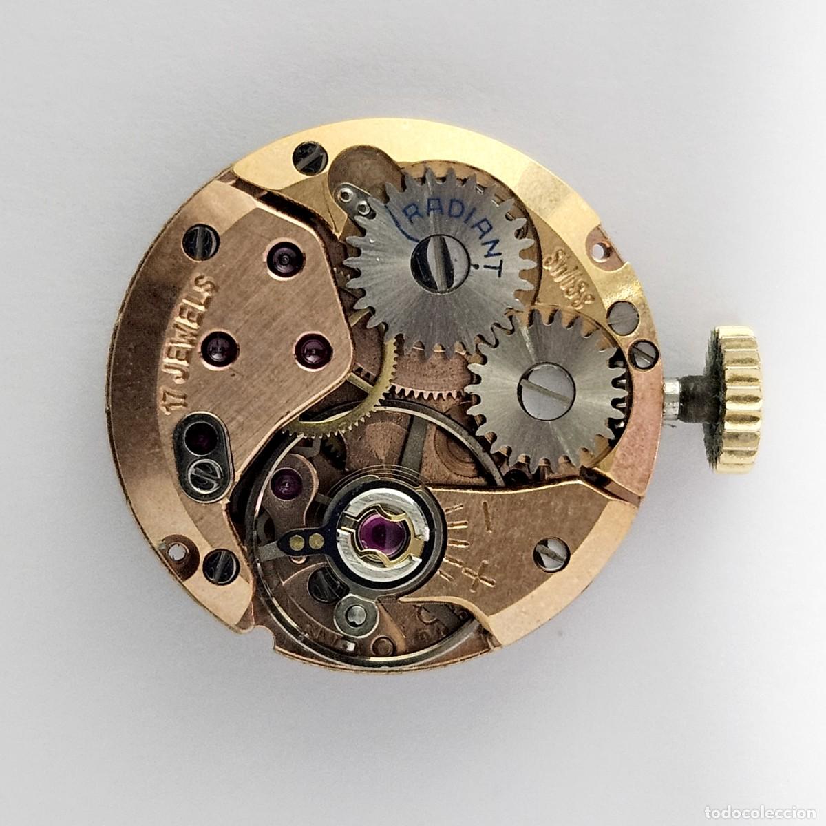 Recambios de relojes: MAQUINARIA-MOVIMIENTO RELOJ RADIANT-CALIBRE ETA 2412-ESFERA-AGUJAS-TIJA-CORONA-CRISTAL-A&Ntilde;OS 60.
