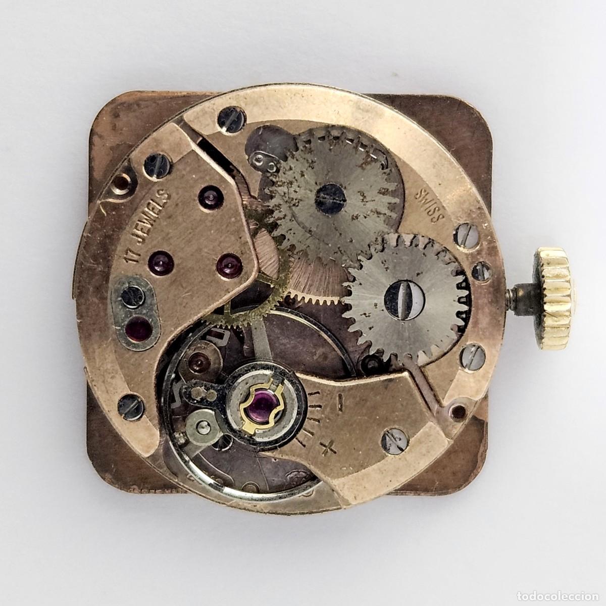 Recambios de relojes: MAQUINARIA RELOJ RADIANT-CALIBRE ETA 2512-SWISS-ESFERA COBRE-AGUJAS-TIJA-CORONA R-A&Ntilde;OS 60-70