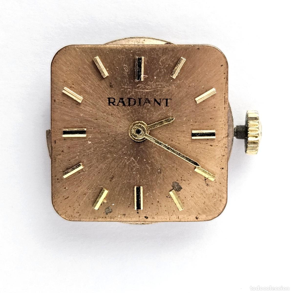 Pi&egrave;ces de rechange de montres et horloges: MAQUINARIA RELOJ RADIANT-CALIBRE ETA 2512-SWISS-ESFERA COBRE-AGUJAS-TIJA-CORONA R-A&Ntilde;OS 60-70