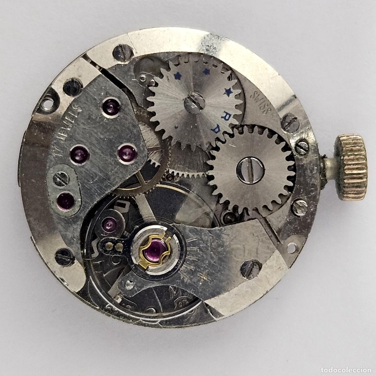 Recambios de relojes: MAQUINARIA RELOJ RADIANT-CALIBRE MX ETA 2512-SWISS-ESFERA-AGUJAS-TIJA-CORONA-17 JEWELS-A&Ntilde;OS 60-70