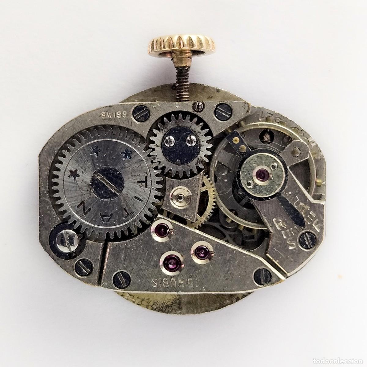 Recambios de relojes: MAQUINARIA RELOJ TITAN-CALIBRE UT (UNITAS) 521-15 RUBIS-ESFERA &Oslash; 19 MM-AGUJAS-TIJA-CORONA-A&Ntilde;OS 50