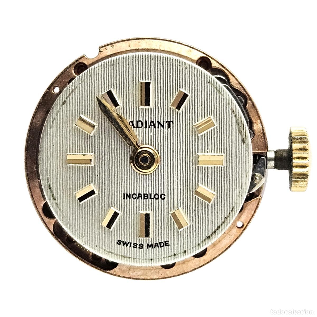 Pi&egrave;ces de rechange de montres et horloges: MAQUINARIA-MOVIMIENTO RELOJ RADIANT-CALIBRE ETA 2412-ESFERA-AGUJAS-TIJA-CORONA-CRISTAL-A&Ntilde;OS 60.