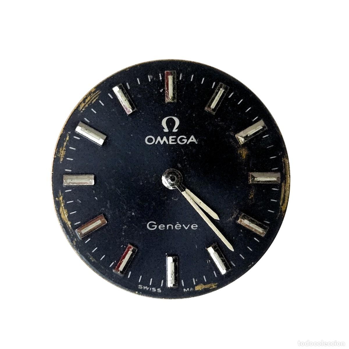Ersatzteile f&uuml;r Uhren: MAQUINARIA RELOJ OMEGA &Omega; 485-CALIBRE-SWISS-ESFERA NEGRA AZULADA-MILIMETROS-AGUJAS-17 JEWELS-A&Ntilde;OS 60