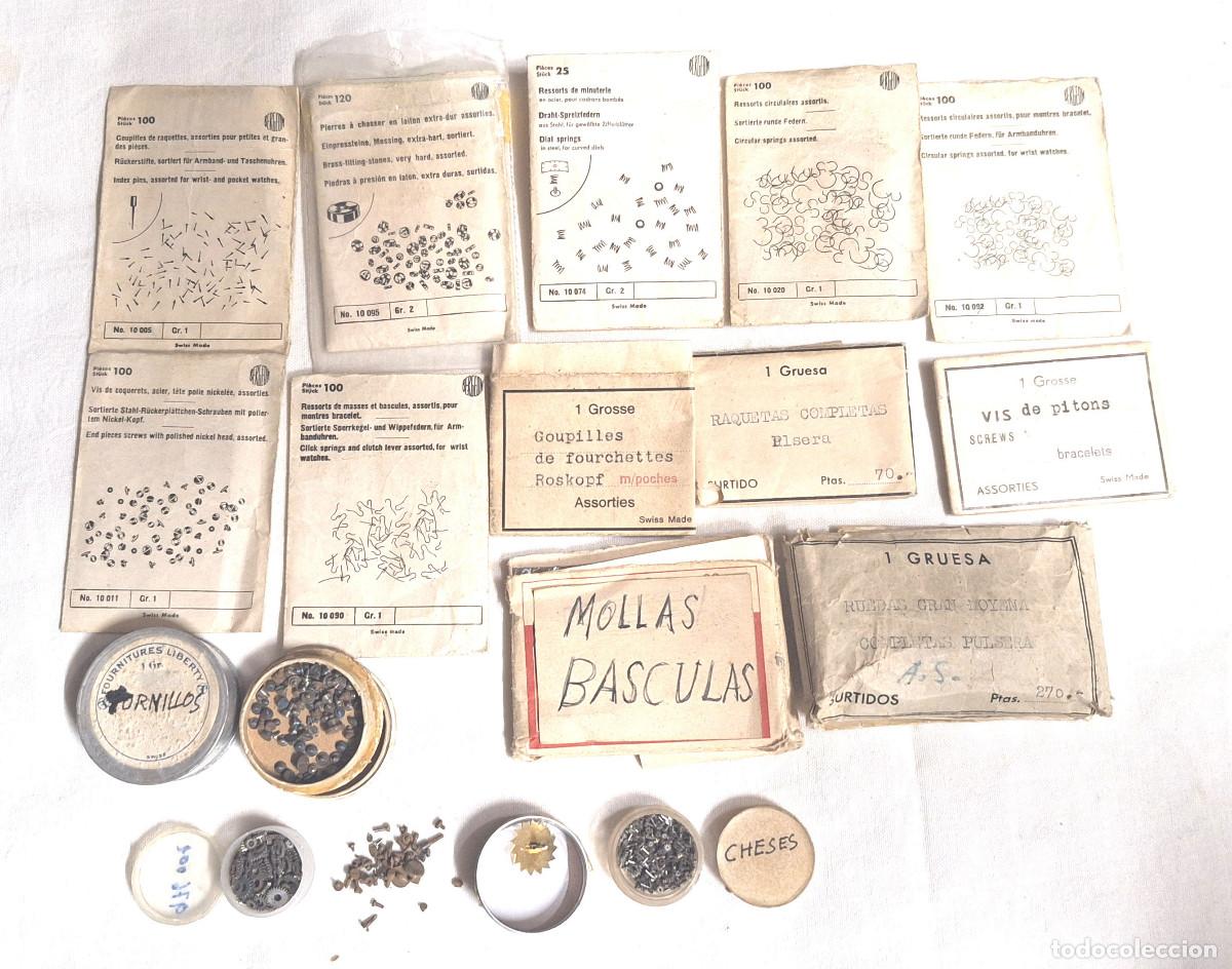 Recambios de relojes: Lote Varios recambios de Relojes. Tornillos, Raquetas, etc