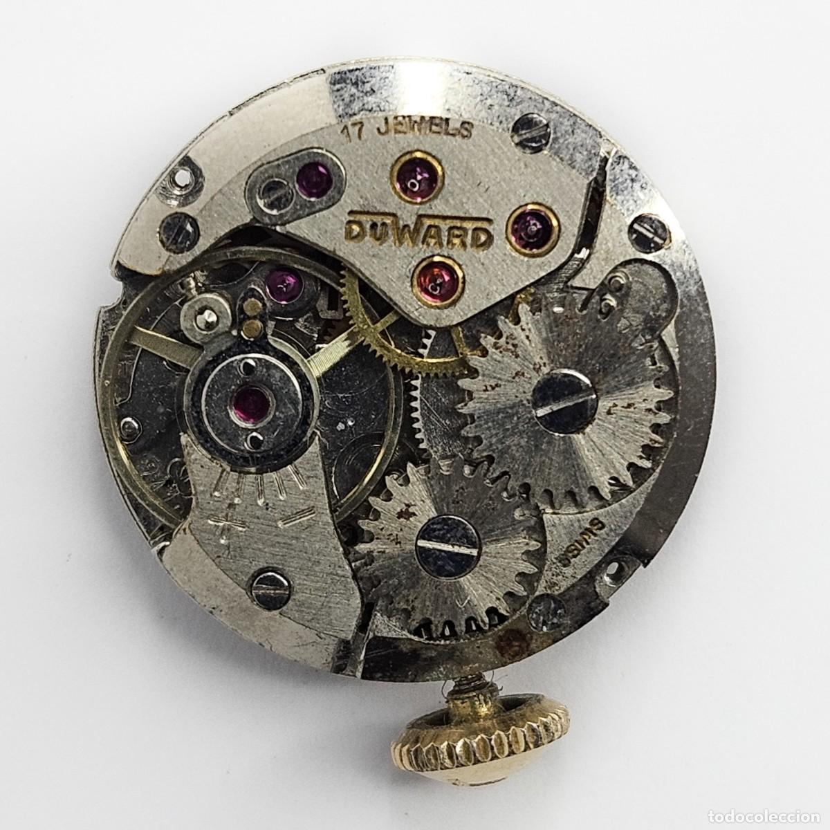 Recambios de relojes: MAQUINARIA RELOJ-DUWARD-CALIBRE-NF. ETA 2412-SWISS-ESFERA-AGUJAS-TIJA-CORONA CON W-17 JEWELS-A&Ntilde;OS 60
