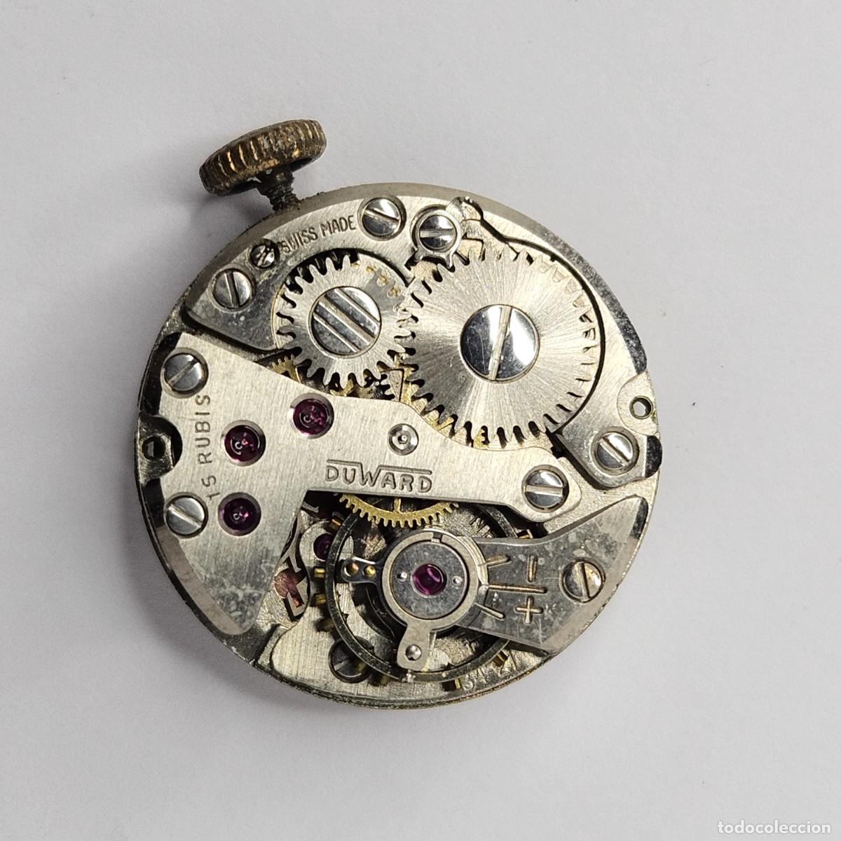 Recambios de relojes: MAQUINARIA RELOJ DUWARD-CALIBRE FHF 34-21-SWISS-15 RUBIS-ESFERA-AGUJAS-TIJA-CORONA-CRISTAL-A&Ntilde;OS 60