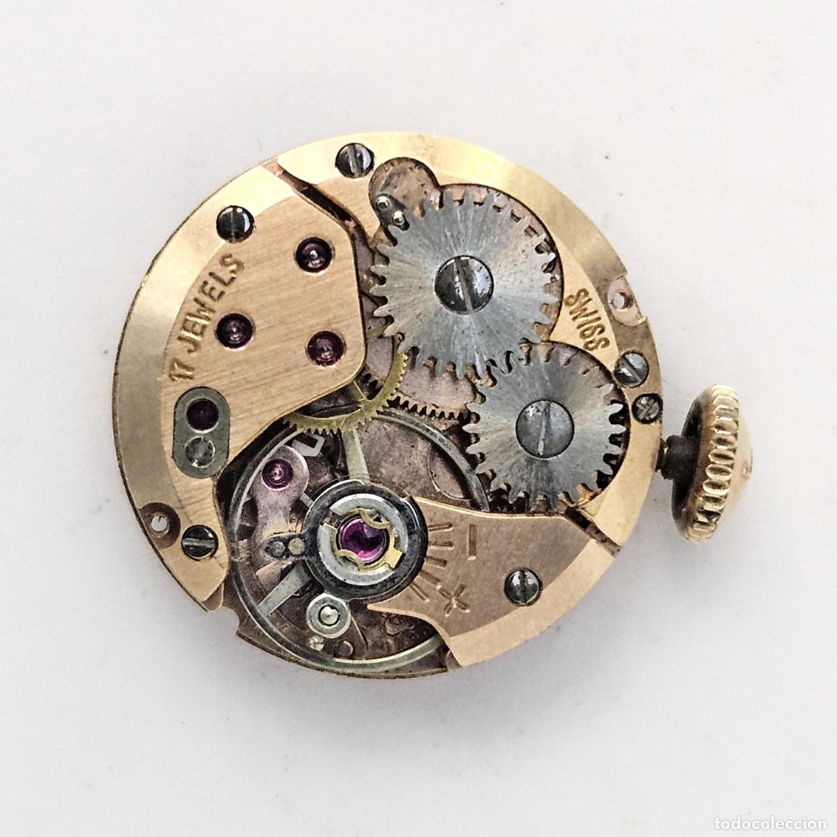 Recambios de relojes: MAQUINARIA RELOJ-DUWARD-CALIBRE-ETA 2412-SWISS-ESFERA-AGUJAS-TIJA-CORONA-CRISTAL-17 JEWEL-A&Ntilde;OS 50-60