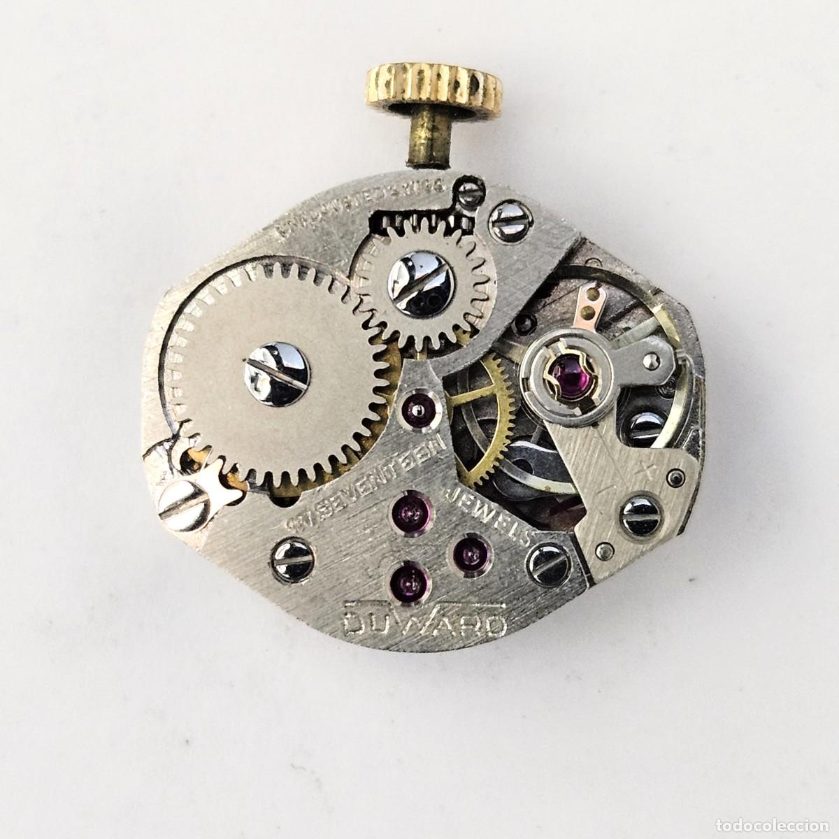 Recambios de relojes: MAQUINARIA RELOJ-DUWARD INCABLOC-CALIBRE W5-SWISS-ESFERA-AGUJAS-TIJA-CORONA-17 JEWEL-APROX. A&Ntilde;OS 60