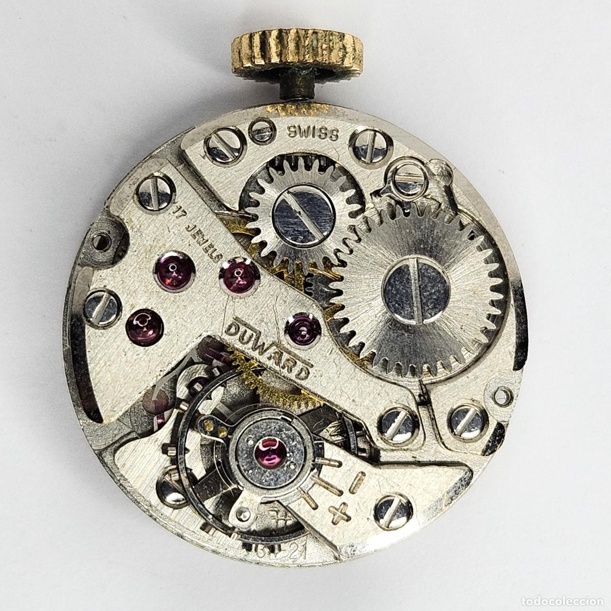 Recambios de relojes: MAQUINARIA RELOJ DUWARD-CALIBRE FHF 34-21-SWISS-17 RUBIS-ESFERA-AGUJAS-TIJA-CORONA-A&Ntilde;OS 60