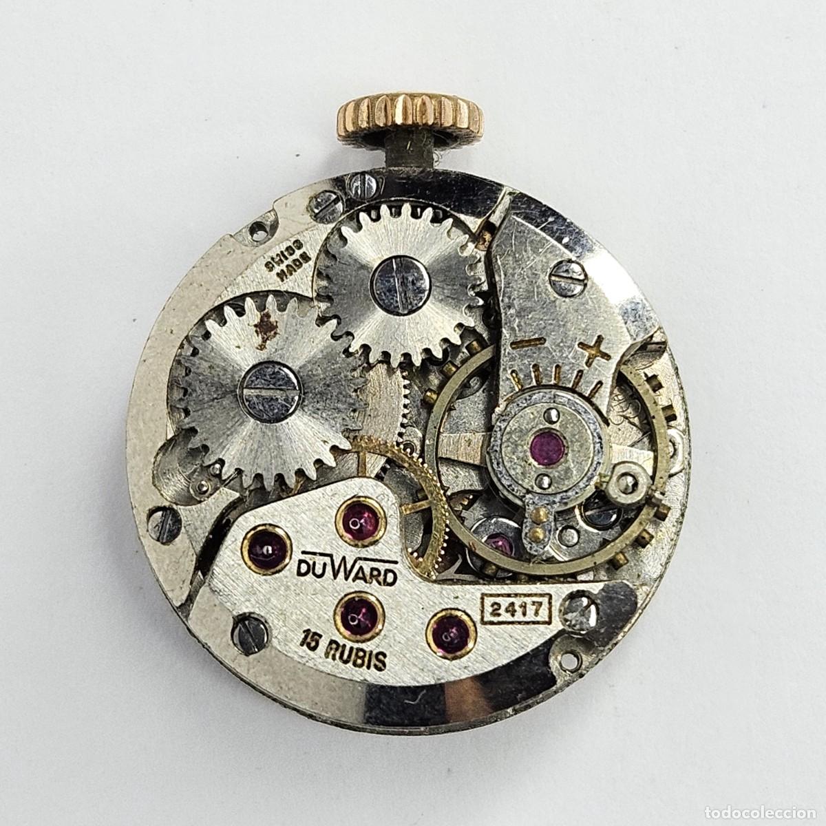 Recambios de relojes: MAQUINARIA RELOJ DUWARD 2417-CALIBRE-ETA 2417-SWISS-ESFERA-AGUJAS-TIJA-CORONA-15 RUBIS-A&Ntilde;OS 60