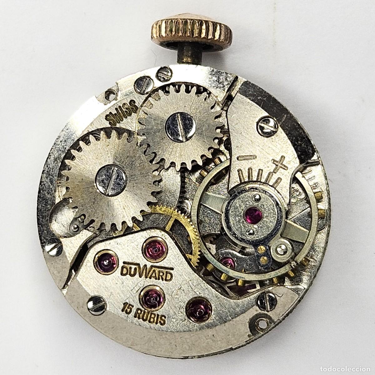Recambios de relojes: MAQUINARIA RELOJ DUWARD-CALIBRE-NF. ETA 2417-SWISS-ESFERA-AGUJAS-TIJA-CORONA CON W-15 RUBIS-A&Ntilde;OS 60