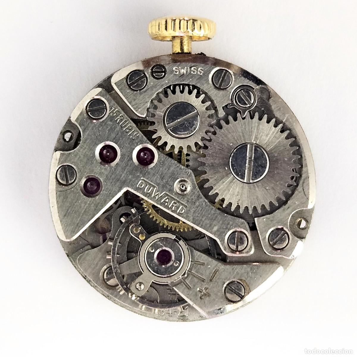 Recambios de relojes: MAQUINARIA RELOJ DUWARD-CALIBRE FHF 34-21-SWISS-15 RUBIS-ESFERA-AGUJAS-TIJA-CORONA-&Oslash; 17 MM-A&Ntilde;OS 60
