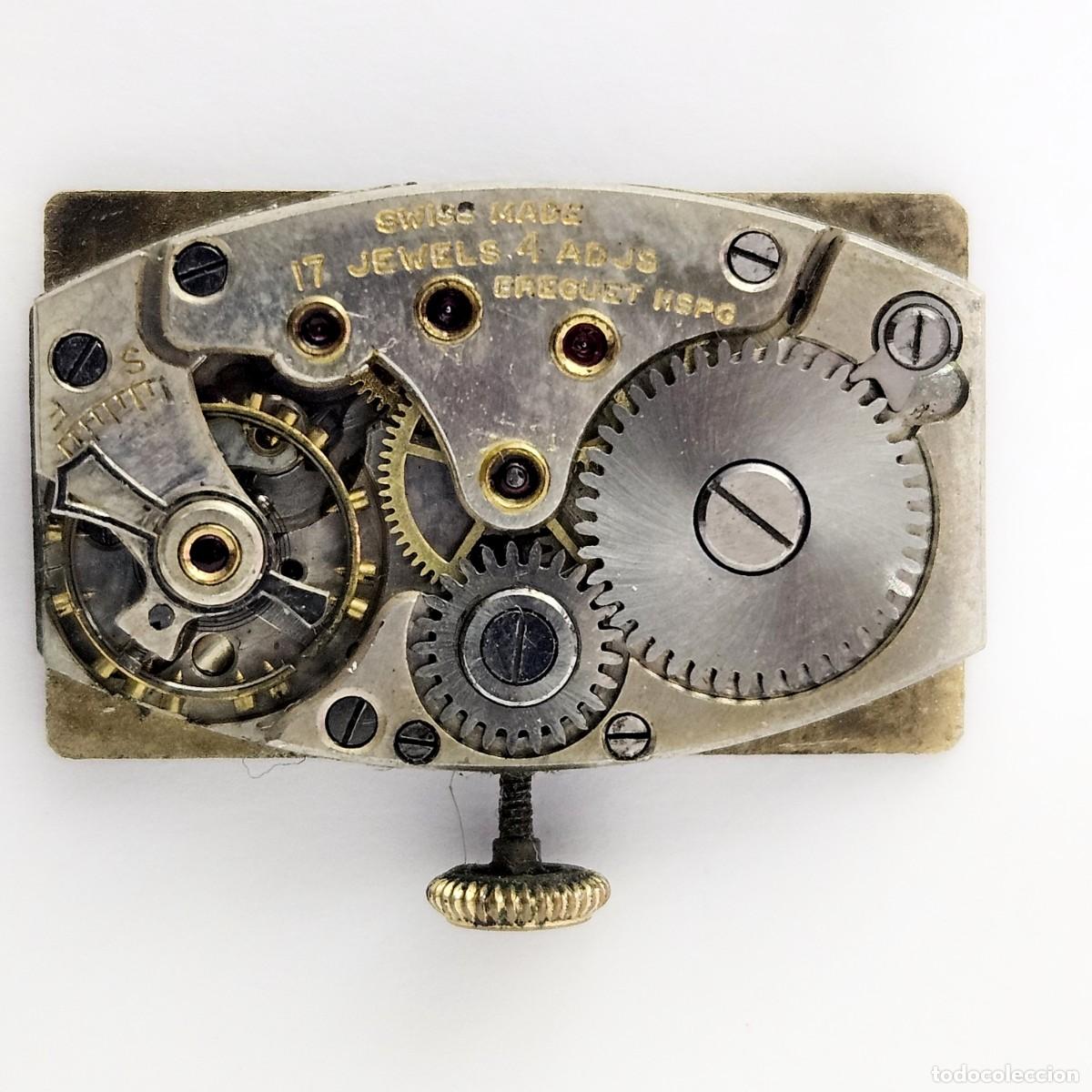 Recambios de relojes: MAQUINARIA RELOJ ART DECO DUWARD BREGET HSPG-CALIBRE-ESFERA-AGUJAS-TIJA-CORONA-17 JEWELS-A&Ntilde;OS 30-40