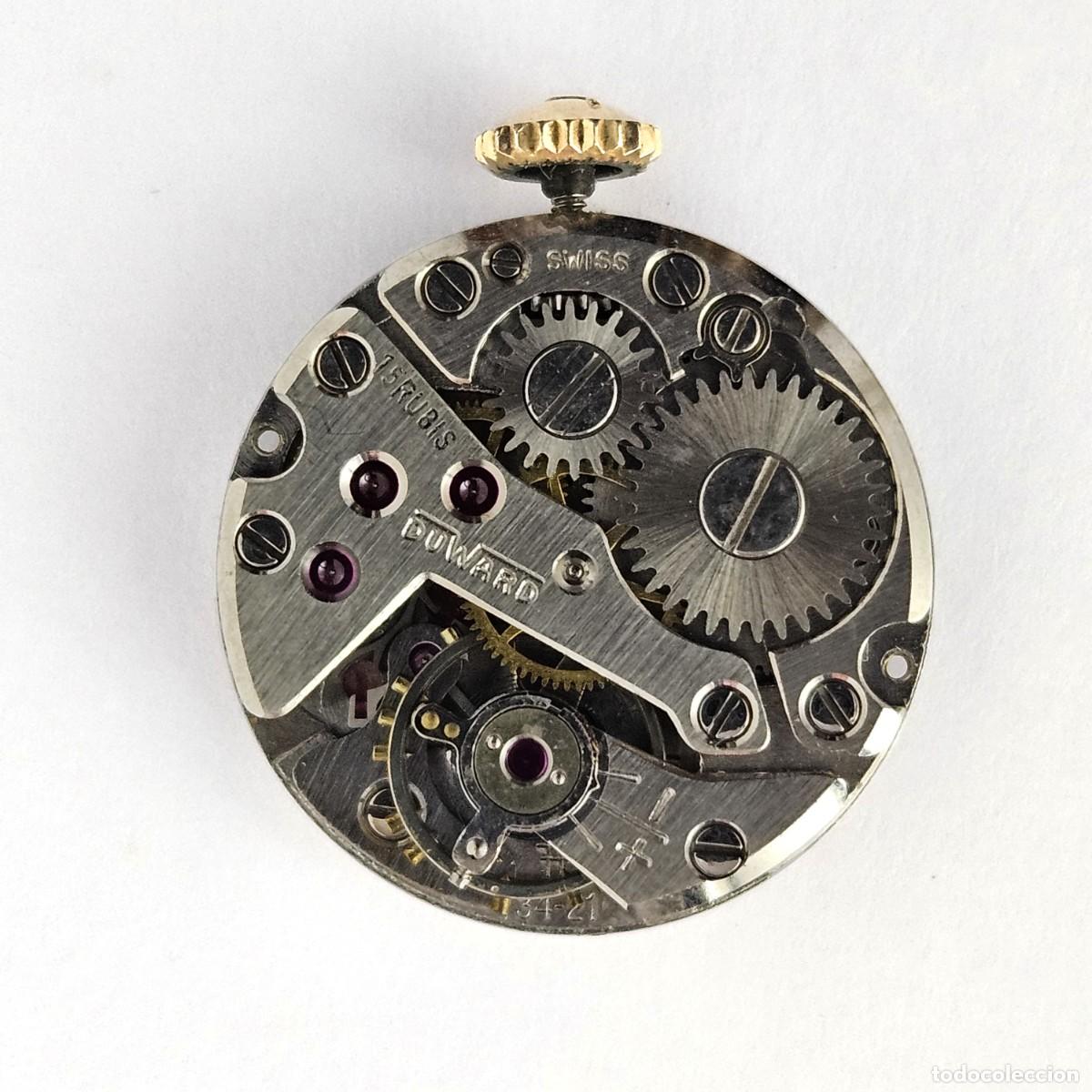 Recambios de relojes: MAQUINARIA RELOJ DUWARD-CALIBRE-FHF 34-21-ESFERA-AGUJAS-TIJA-CORONA-CRISTAL-17 JEWELS-A&Ntilde;OS 60-70