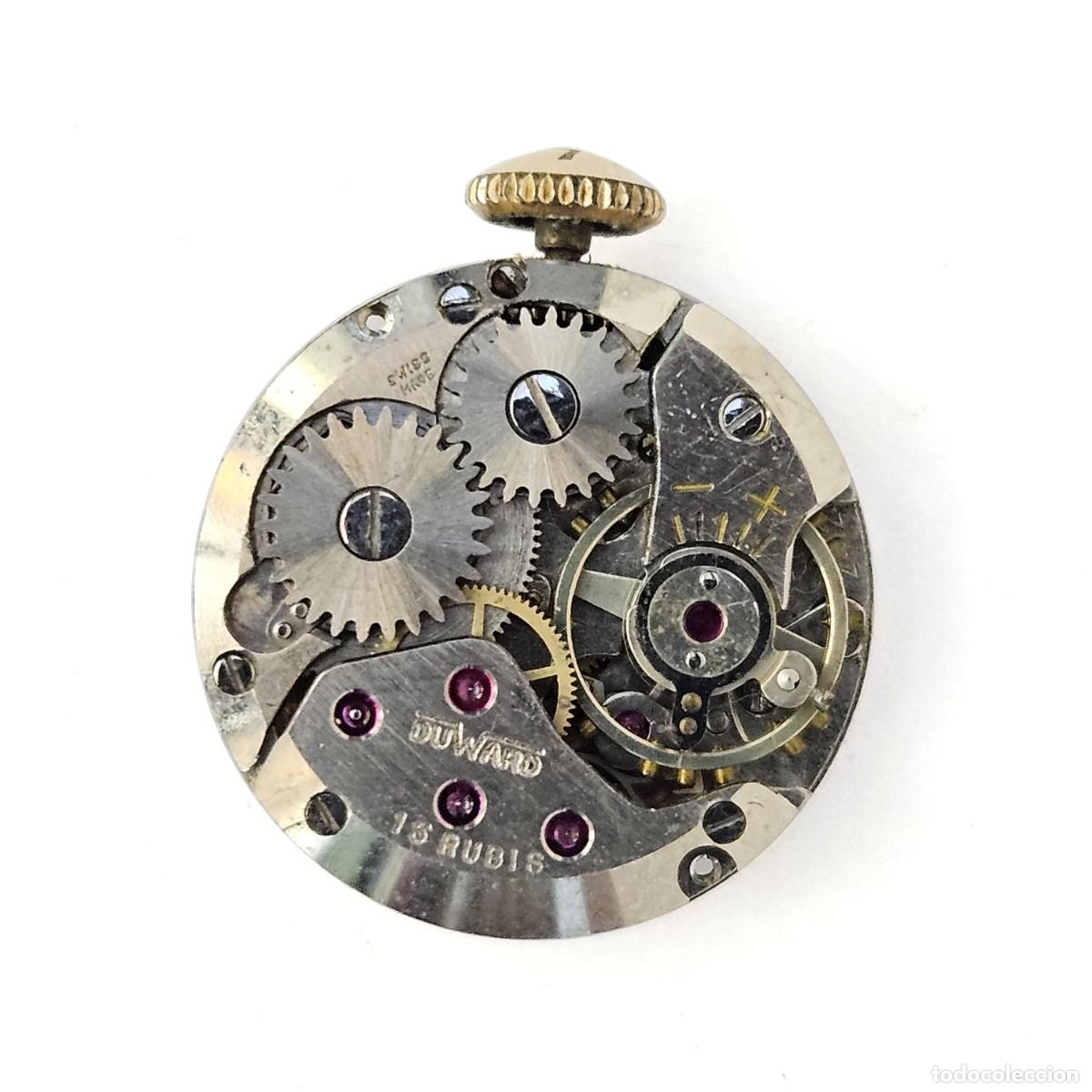 Recambios de relojes: MAQUINARIA RELOJ-DUWARD-CALIBRE-ETA 2412-SWISS-ESFERA-AGUJAS-TIJA-CORONA-15 JEWEL-A&Ntilde;OS 50-60