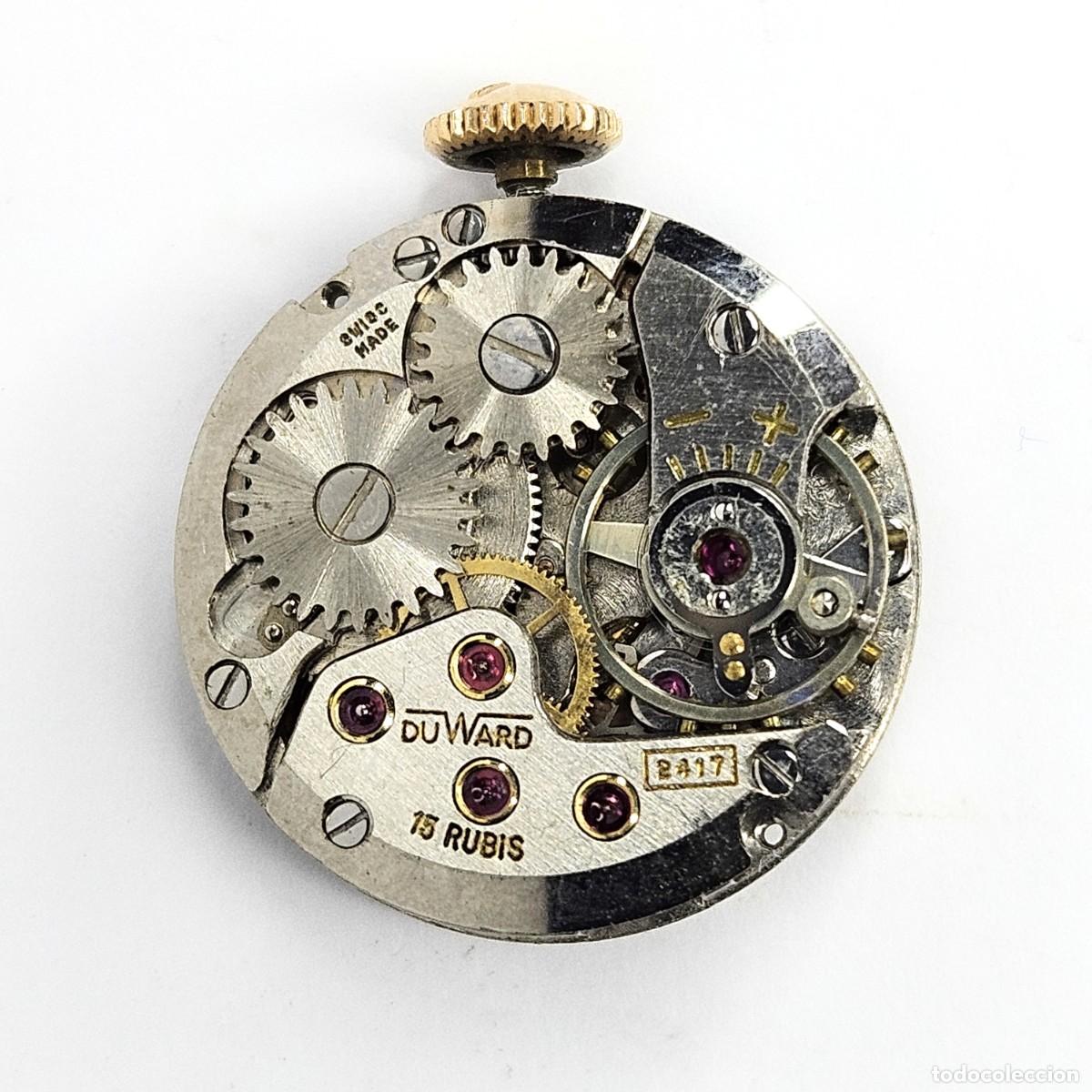 Recambios de relojes: MAQUINARIA RELOJ DUWARD 2417-CALIBRE-ETA 2417-MADE-ESFERA-AGUJAS-TIJA-CORONA CON W-15 RUBIS-A&Ntilde;OS 60