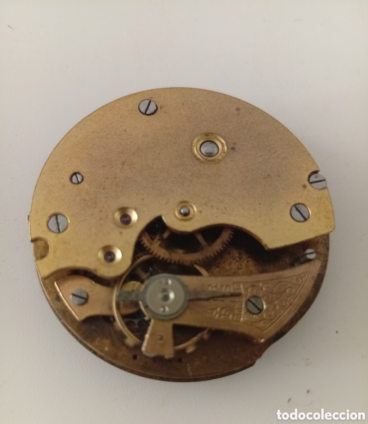 Recambios de relojes: MECANISMO PARA RELOJ DE BOLSILLO, VOLANTE EN CONTINUO MOVIMIENTO Y FUNCIONANDO.