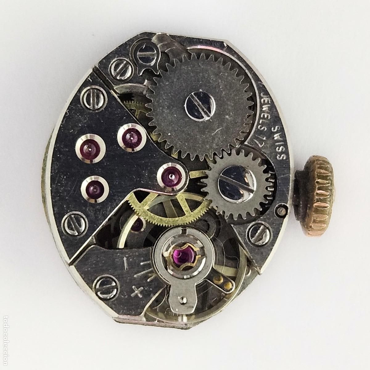 Recambios de relojes: MAQUINARIA RELOJ SILVANA-CALIBRE FEF 6630-SWISS-ESFERA-AGUJAS-TIJA-CORONA S-CRISTAL-17 RUBIS-A&Ntilde;OS 70