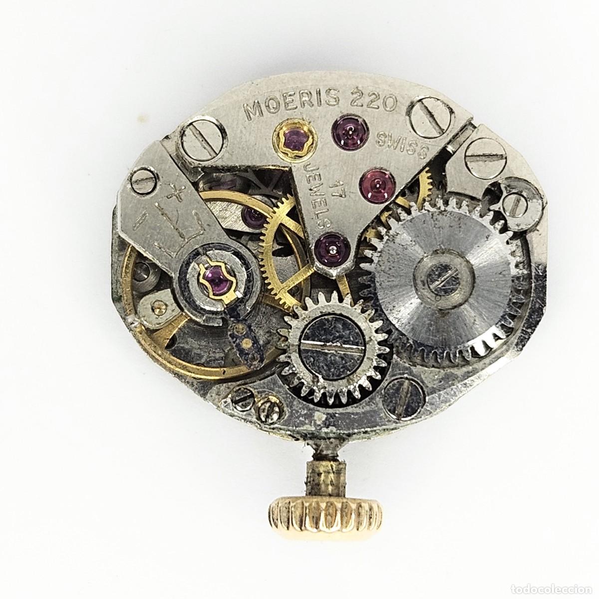 Recambios de relojes: MAQUINARIA RELOJ-MOERIS 220-INCABLOC-ESFERA-TIJA-CORONA-17 JEWELS-SWISS-CALIBRE