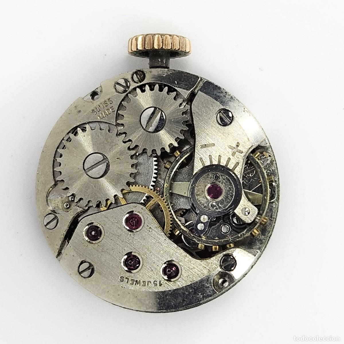 Recambios de relojes: MAQUINARIA RELOJ KROY-CALIBRE-ETA 2410-SWISS-ESFERA-AGUJAS-TIJA-CORONA-15 RUBIS-A&Ntilde;OS 60