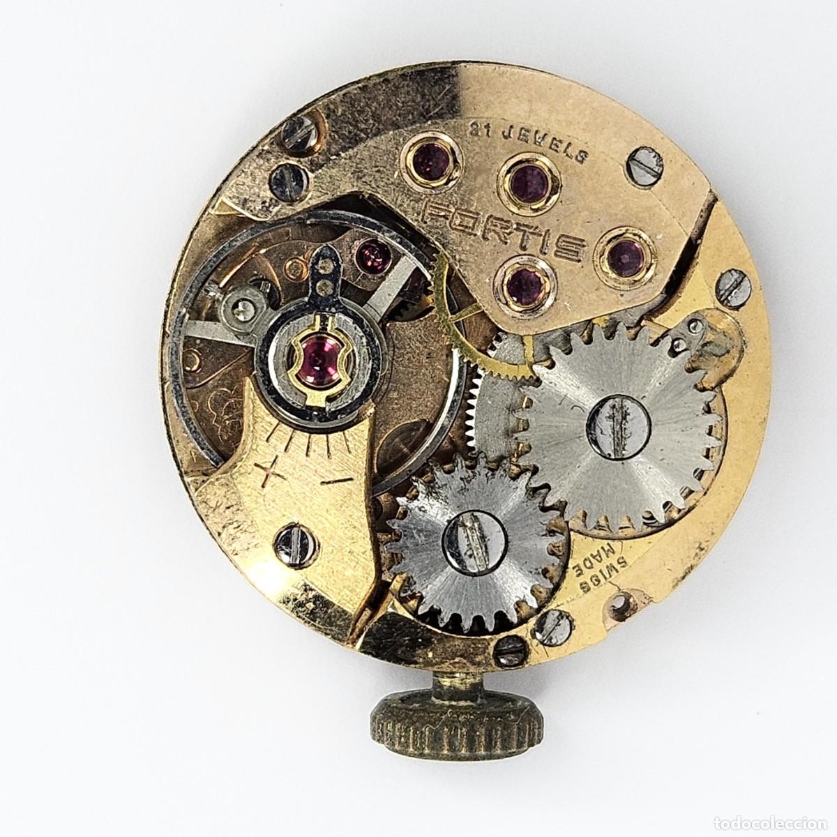 Recambios de relojes: MAQUINARIA RELOJ-FORTIS-CALIBRE-ETA 2412-SWISS-ESFERA-AGUJAS-TIJA-CORONA-21 JEWELS-A&Ntilde;OS 50-60