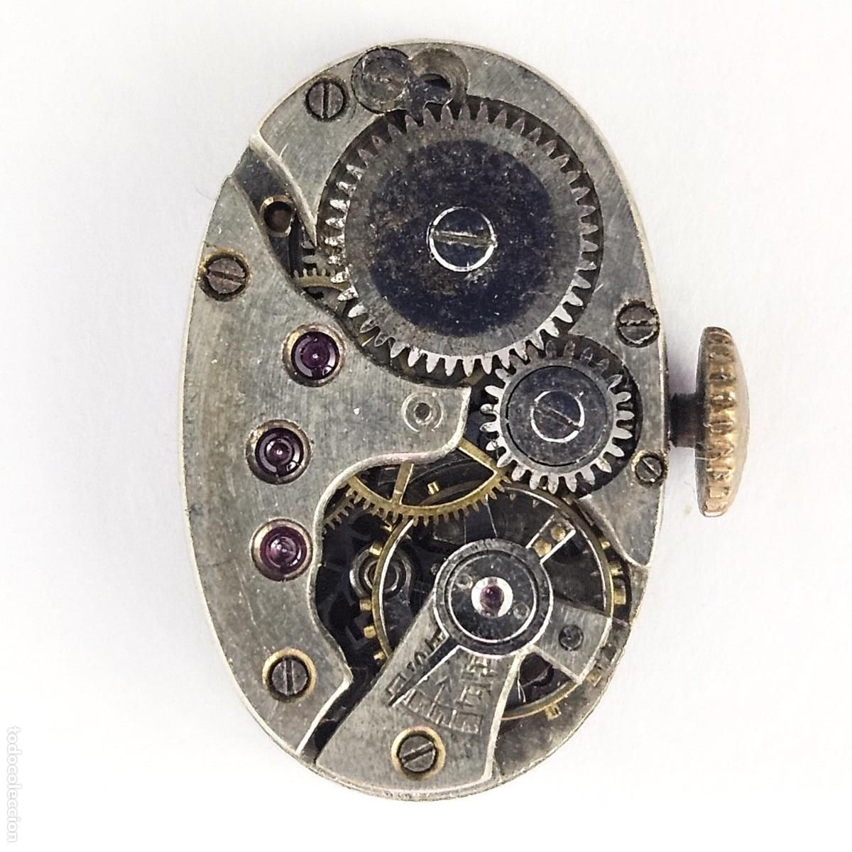 Recambios de relojes: MAQUINARIA ANTIGUO RELOJ SIN MARCA-CALIBRE-ESFERA OVALADA-AGUJAS-TIJA-CORONA-17 JEWELS-A&Ntilde;OS 30-40