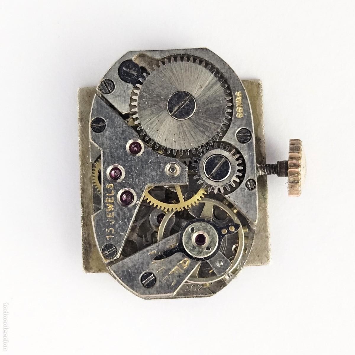 Recambios de relojes: MAQUINARIA RELOJ CRISTAL LE LOCLE-CALIBRE F 302-SWISS-ESFERA-AGUJAS-CORONA-ANCRE 15 RUBIS-A&Ntilde;OS 40