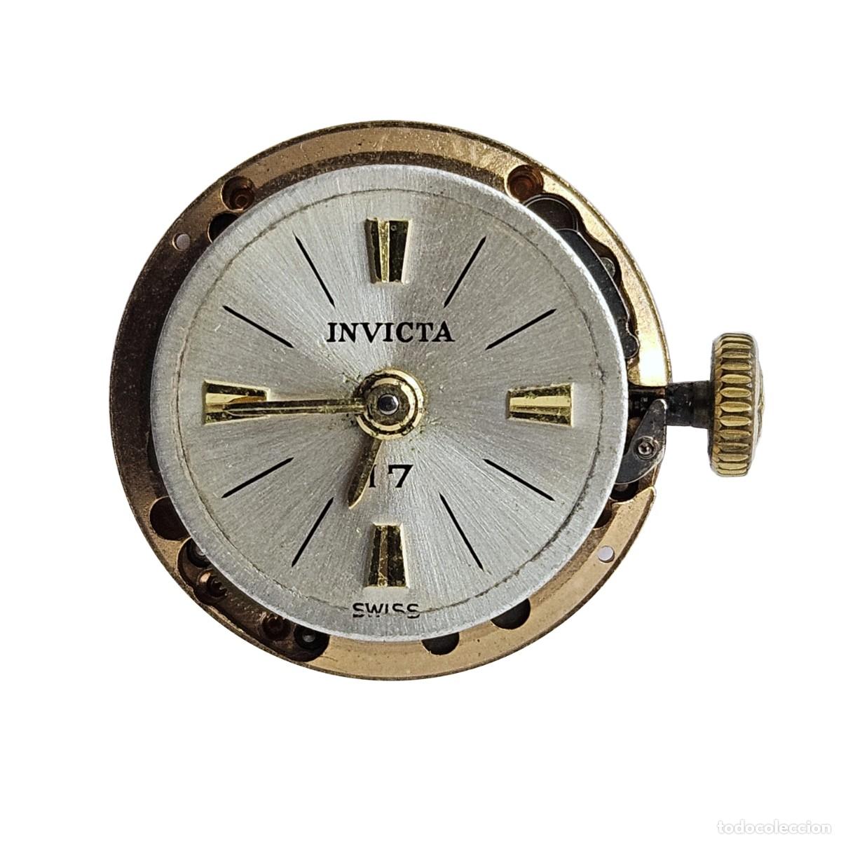 Recambios de relojes: MAQUINARIA RELOJ INVICTA-CALIBRE ETA 2413-SWISS-ESFERA-AGUJAS-TIJA-CORONA I + V-17 JEWELS-A&Ntilde;OS 60