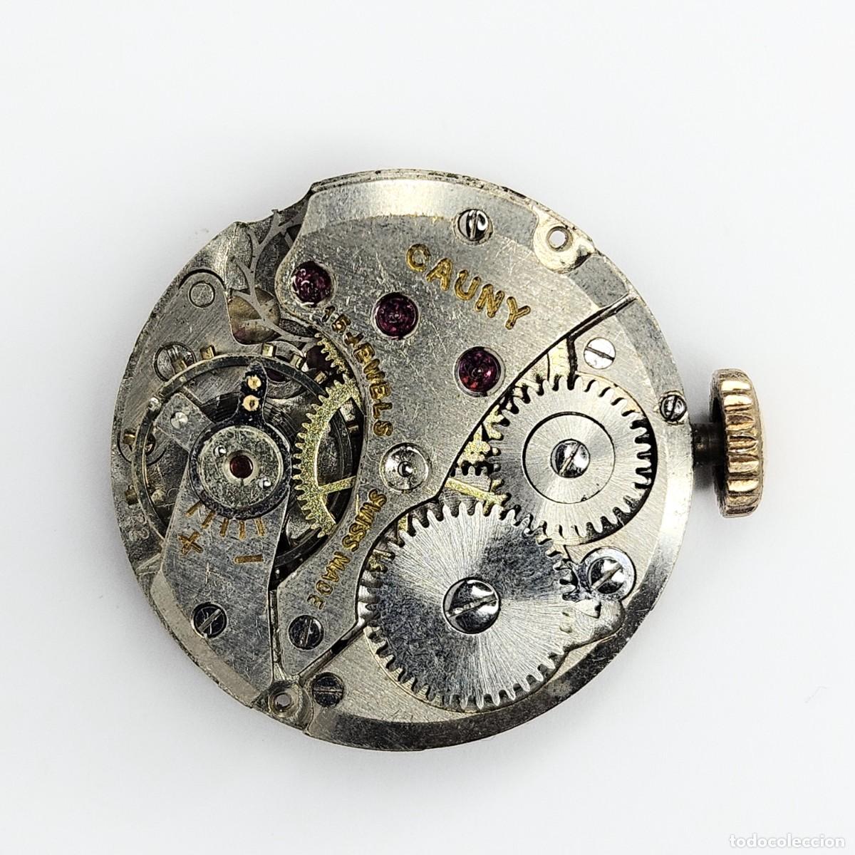 Recambios de relojes: MAQUINARIA RELOJ-CAUNY-CALIBRE-FELSA-F-4022-SWISS-ESFERA-AGUJAS-TIJA-CORONA-15 JEWELS-A&Ntilde;OS 60