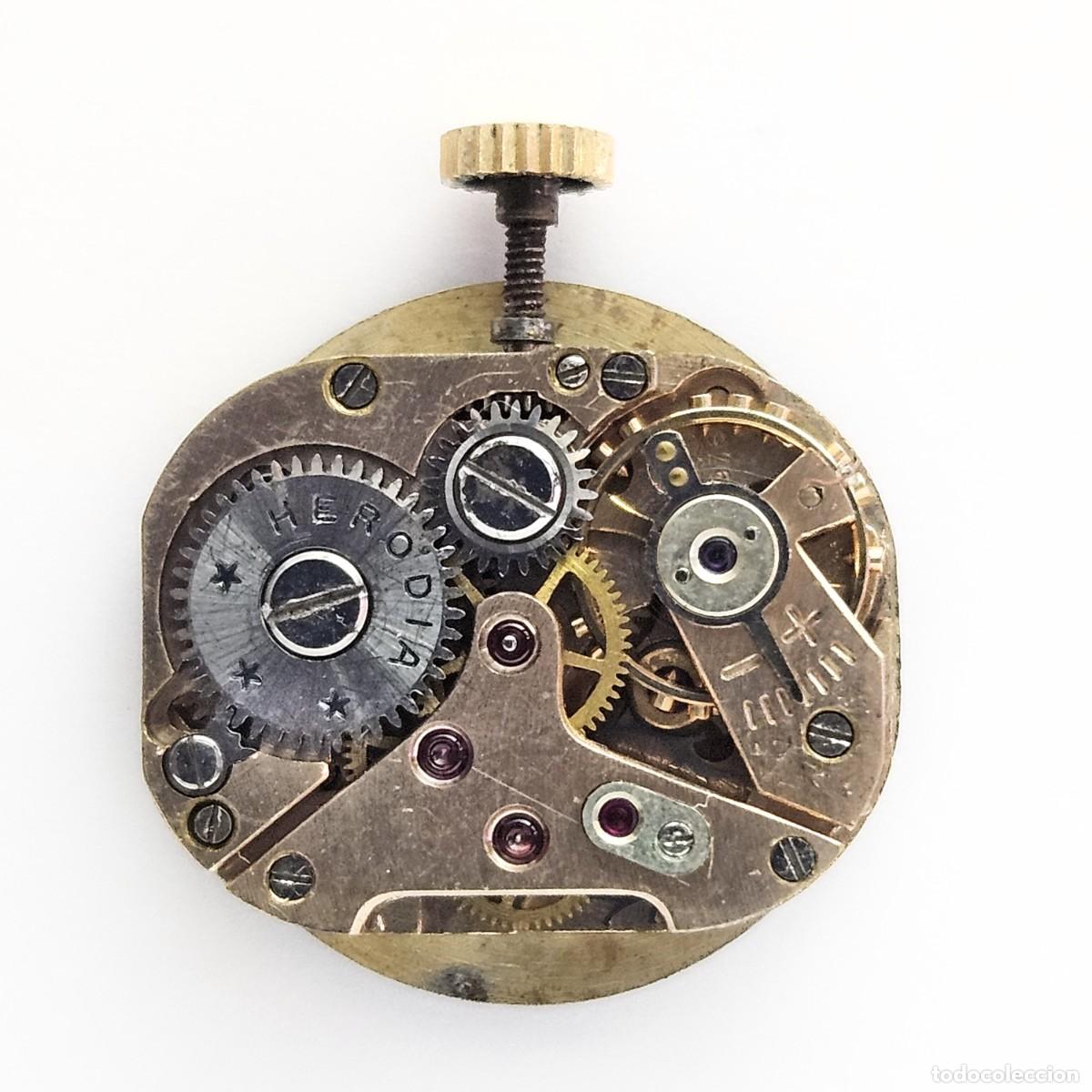 Recambios de relojes: MAQUINARIA O MOVIMIENTO DE UN RELOJ HERODIA-CALIBRE AS 976-ESFERA-AGUJAS-TIJA-CORONA-PLEXI-A&Ntilde;OS 50