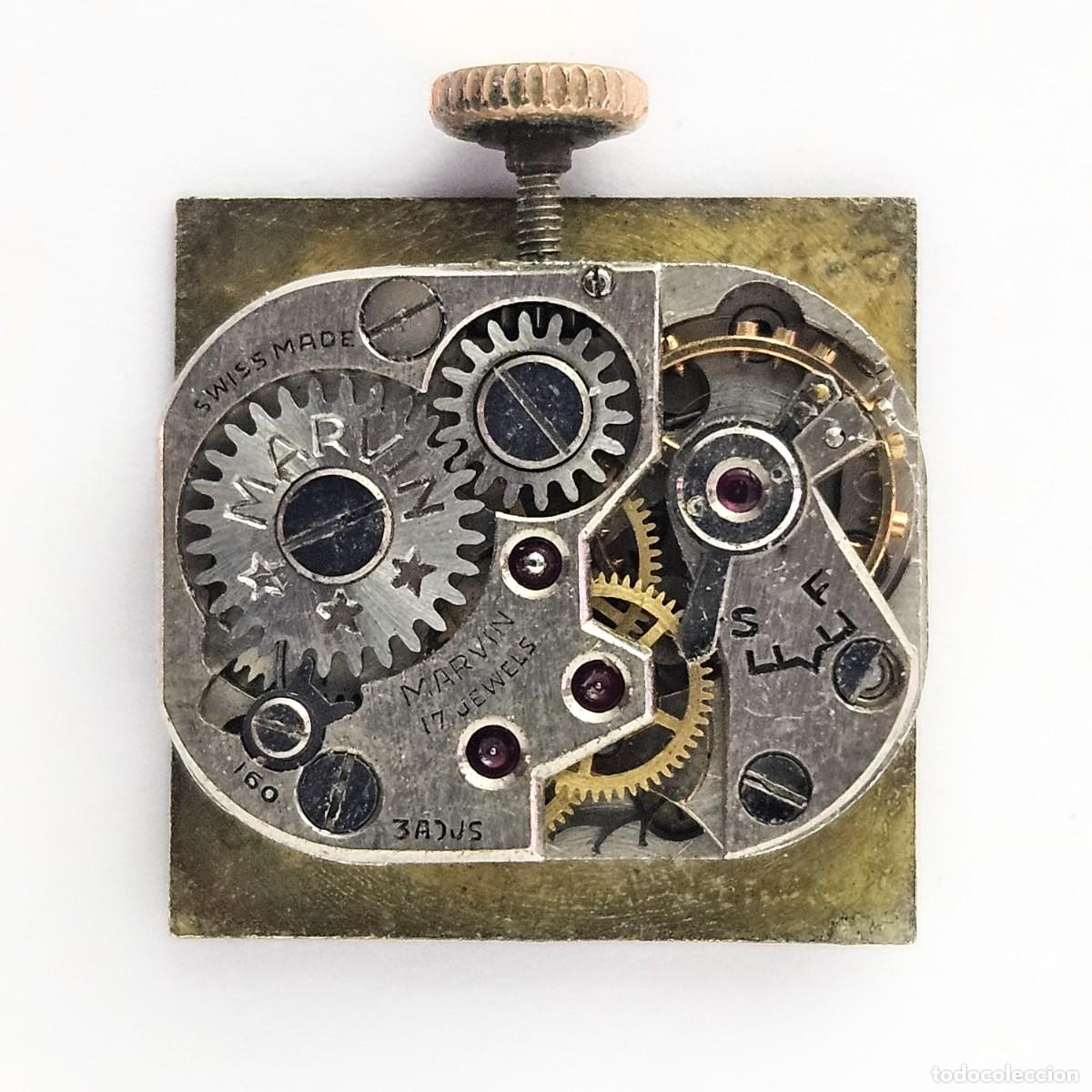 Recambios de relojes: MAQUINARIA RELOJ MARVIN 160-CALIBRE-SWISS-ESFERA-AGUJAS-TIJA-CORONA-17 JEWELS-APROX. A&Ntilde;OS 40-50