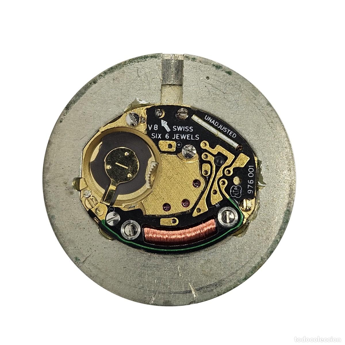Recambios de relojes: MAQUINARIA RELOJ-BULOVA QUARTZ-SWISS-CALIBRE ETA 976.001-ESFERA BLANCA-AGUJAS-6 JEWELS