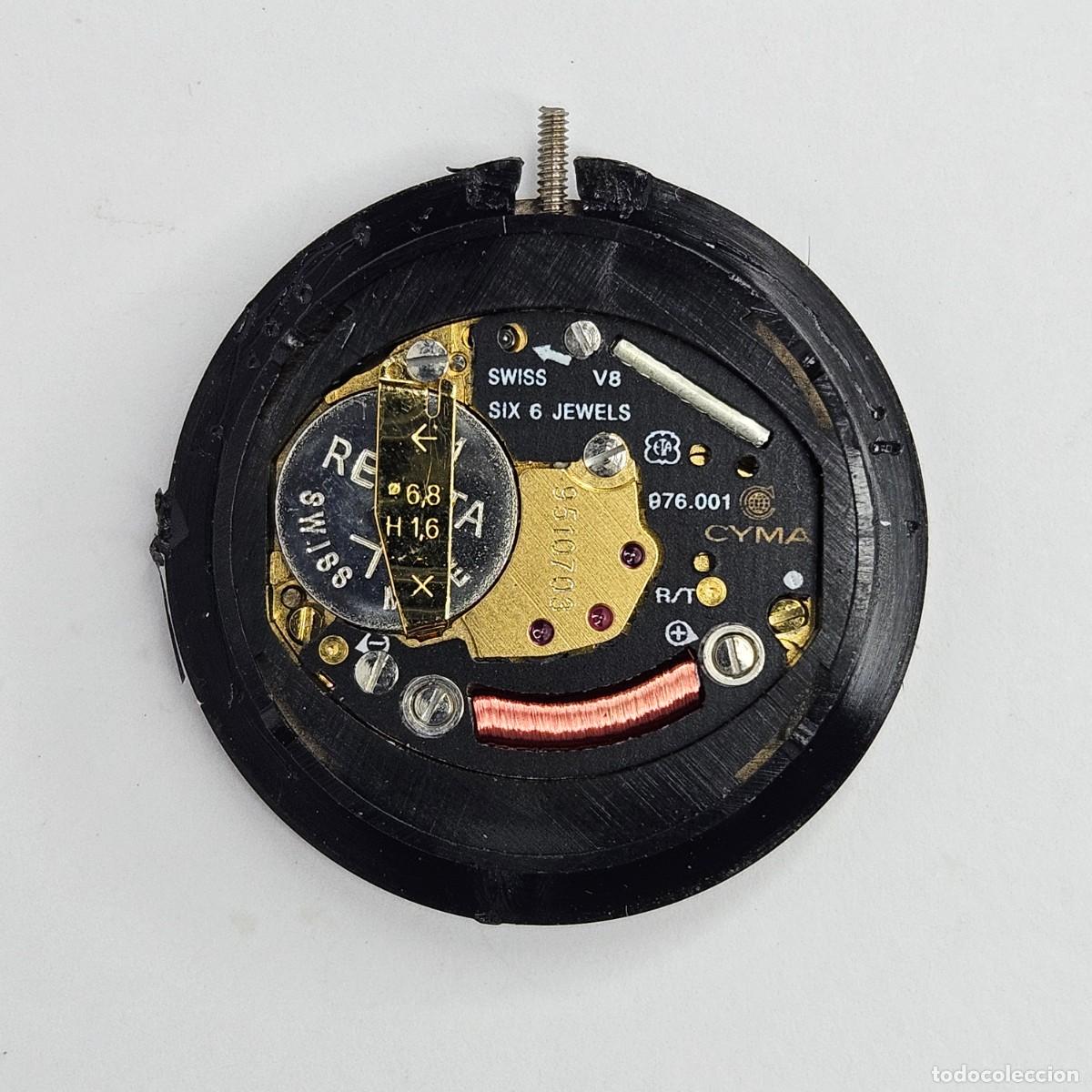 Recambios de relojes: MAQUINARIA RELOJ-CYMA QUARTZ-CALIBRE-ETA 976.001-ESFERA-AGUJAS-TIJA-CORONA C-6 JEWELS-CRISTAL