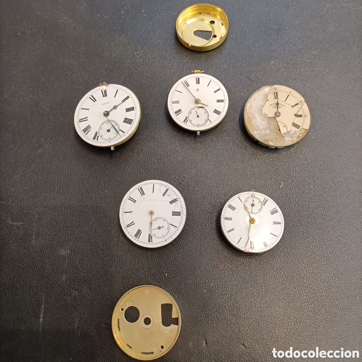 Recambios de relojes: 1 Lote de cinco maquinarias de relojes de bolsillo de carga manual.