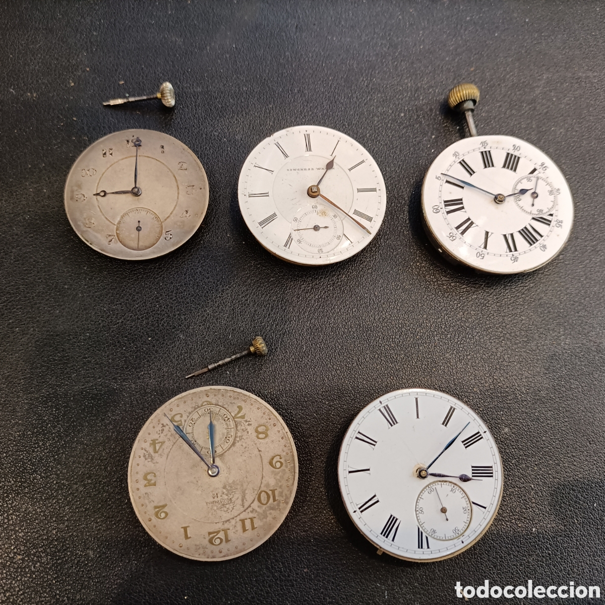 Recambios de relojes: 2 Lote de cinco maquinarias de relojes de bolsillo de carga manual.