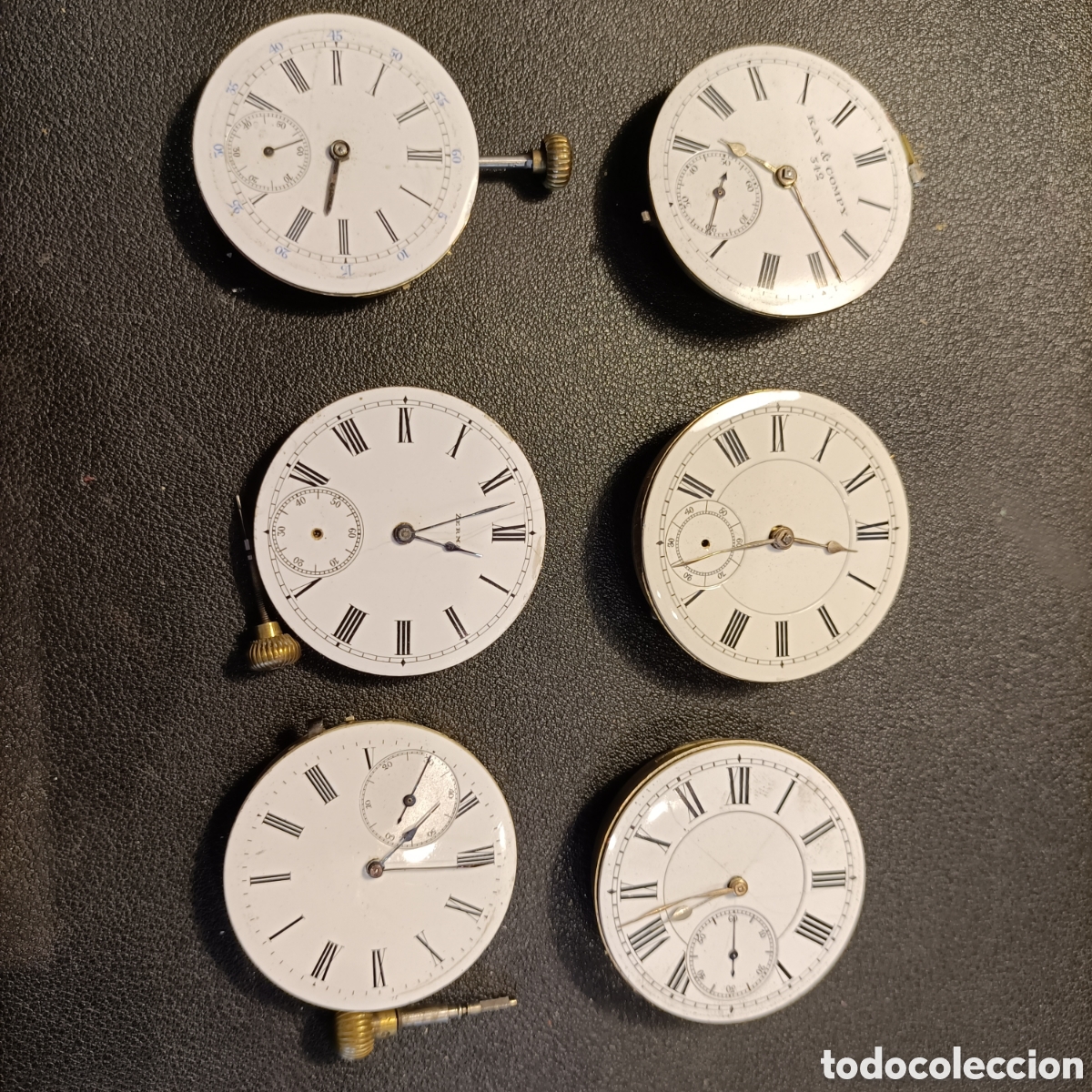 Recambios de relojes: 6 Lote de seis maquinarias de relojes de bolsillo de carga manual.