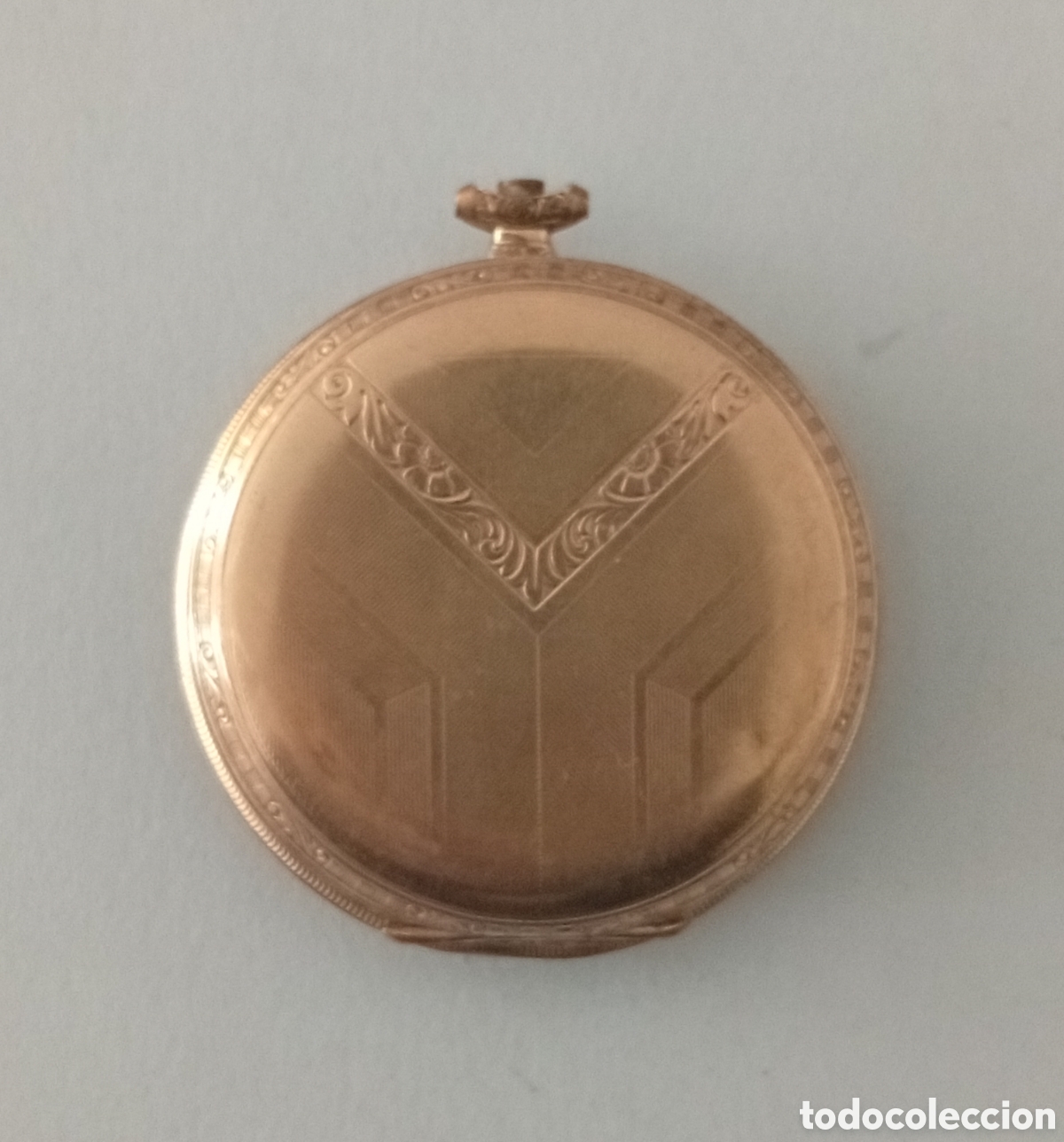 Recambios de relojes: CAJA RELOJ DE BOLSILLO ANTIGUO CHAPADA EN ORO CON INSCRIPCI&Oacute;N ANIVERSARIO DE BODA. SELLO &rdquo;R. F&rdquo;