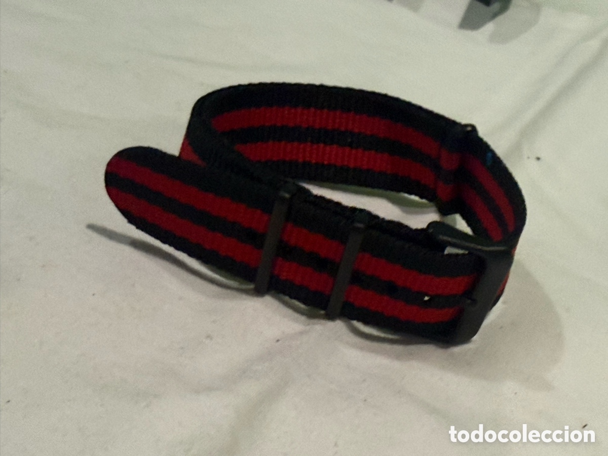 Recambios de relojes: Correa NATO para reloj negra y roja estilo militar deportiva vintage
