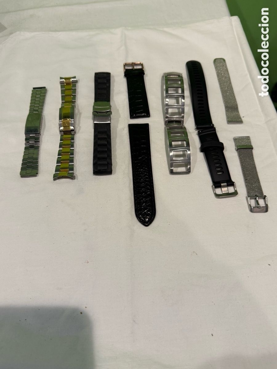 Recambios de relojes: Lote de 7 correas para reloj metal cuero y caucho varias medidas y estilos
