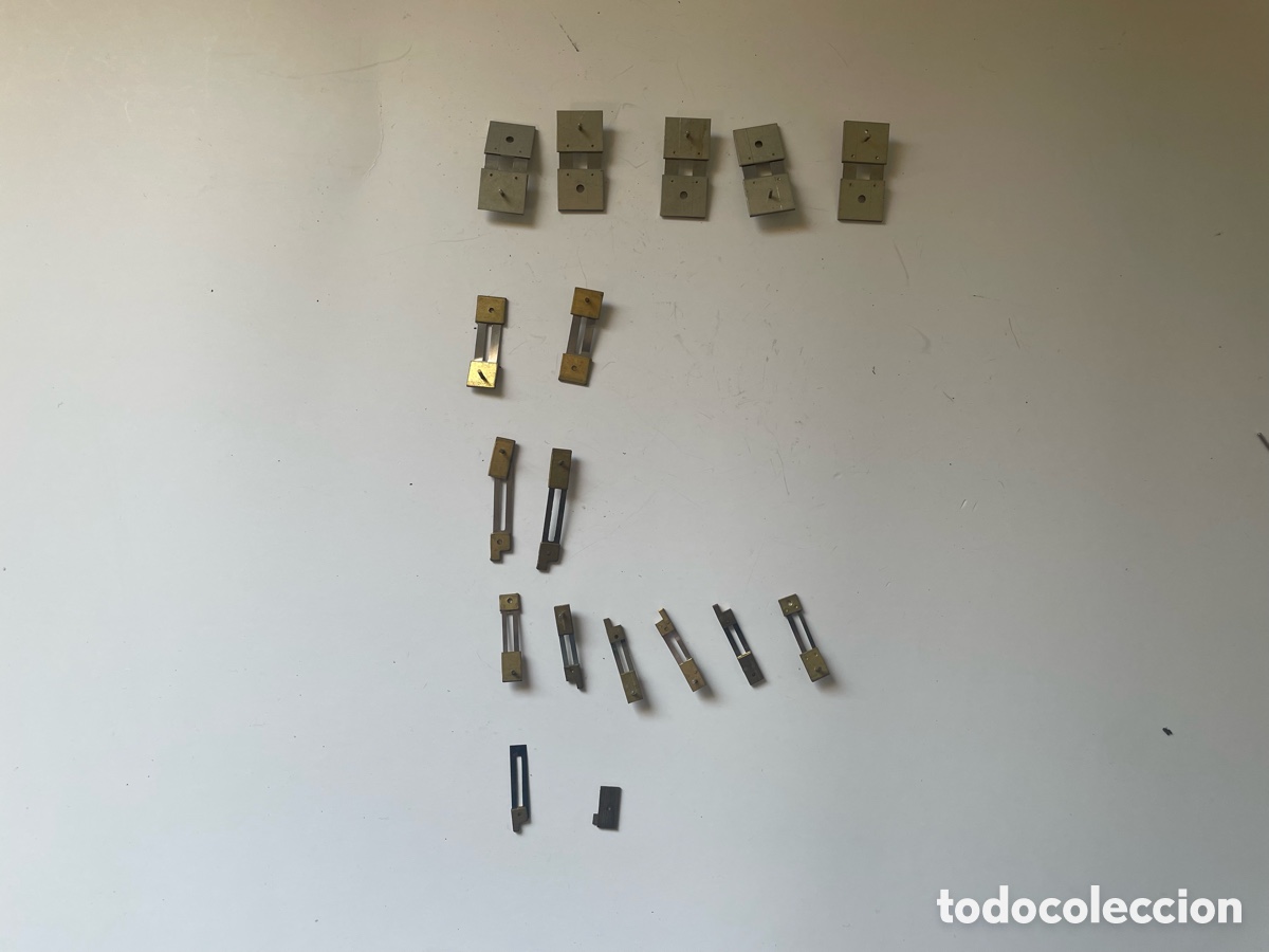 Recambios de relojes: Lote 14 Suspensores P&eacute;ndulo Reloj Sobremesa Lat&oacute;n Acero Distintas Medidas Repuesto