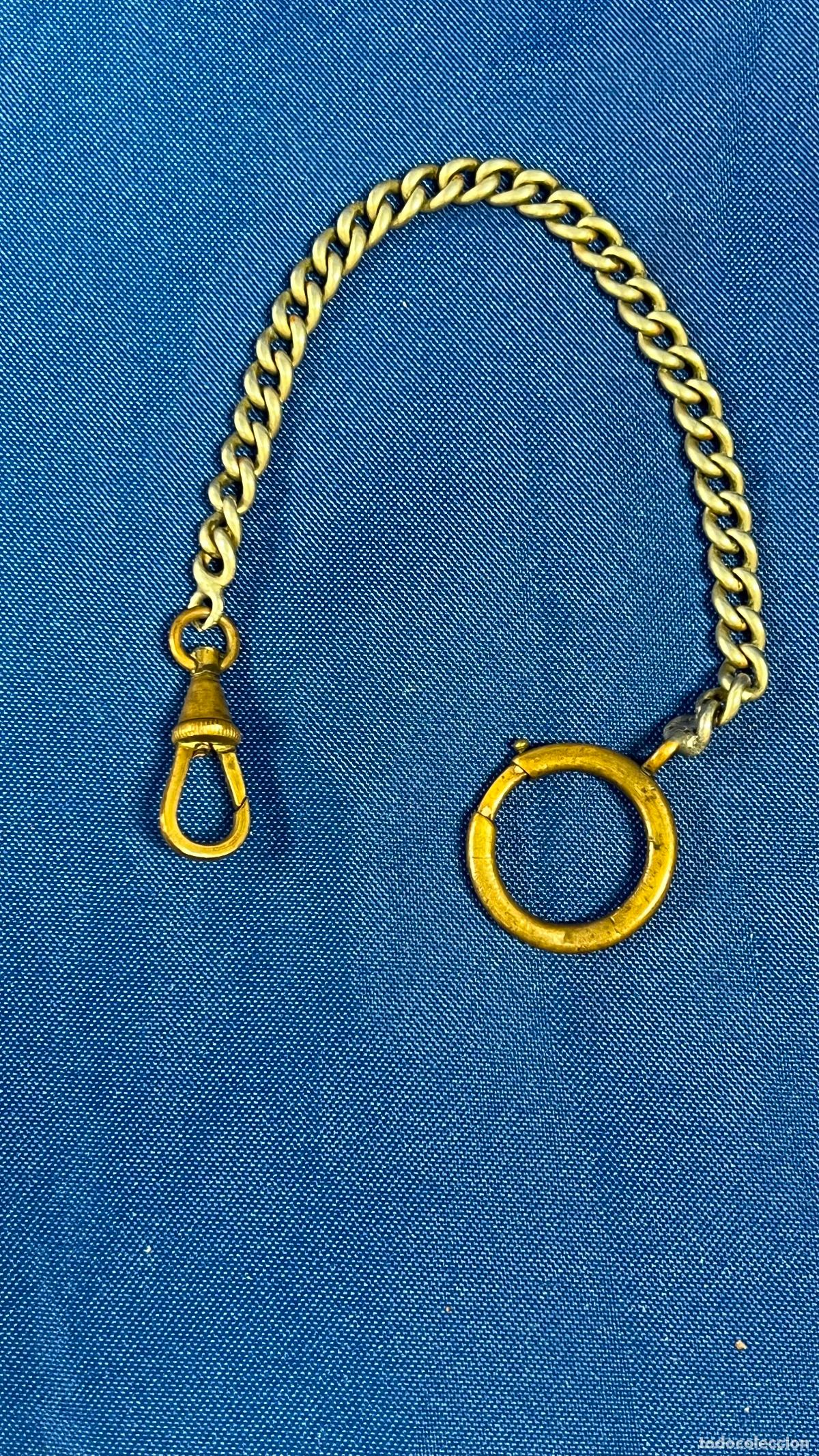 Recambios de relojes: CADENA ANTIGUA PARA RELOJ DE BOLSILLO &ndash; ESTILO LEONTINA EN METAL DORADO