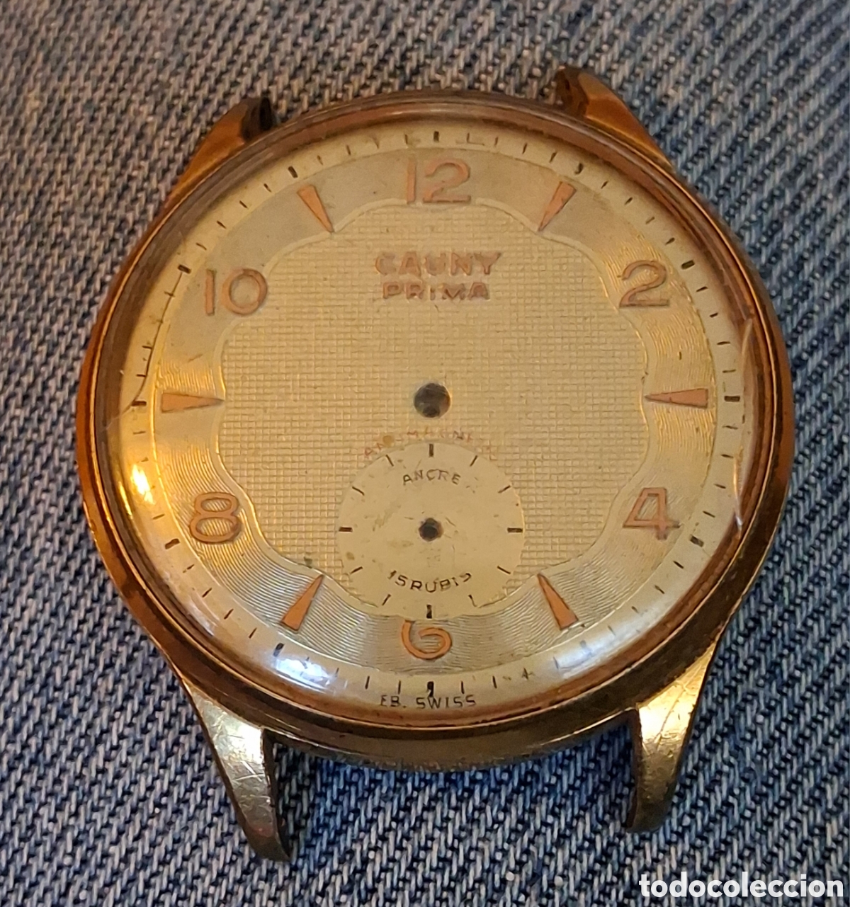 Recambios de relojes: CAJA DE RELOJ DE PULSERA CAUNY PRIMA CHAPADO EN ORO.