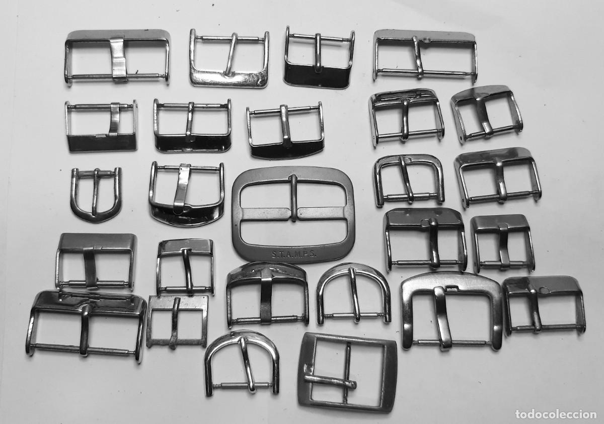 Recambios de relojes: Lote de Hebillas para Correas de Reloj (Varios Tama&ntilde;os) - Unas 25 unidades